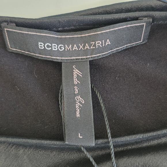 BCBGMAXAZRIA Elodie Black Asymmetrical Drape Top Women Size L Sleeveless Layered - Picture 8 of 10